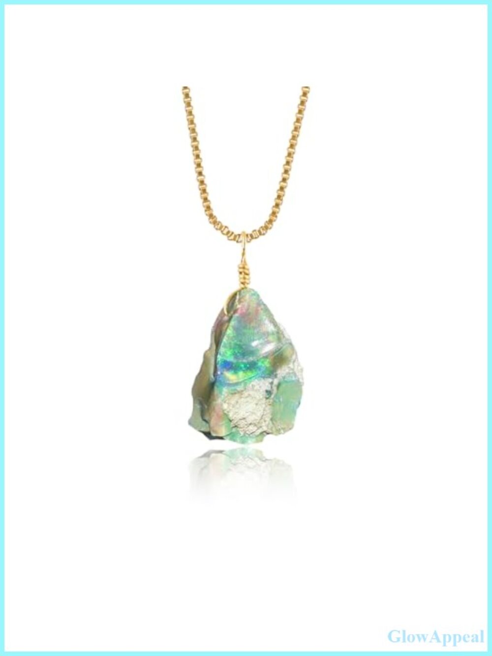 14K Gold Plated Raw Ethiopian Opal Pendant Necklace Adjustable Chain